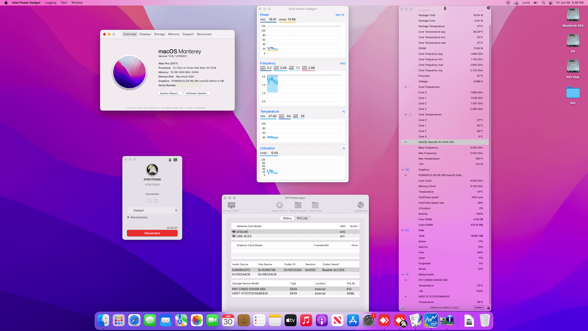 Success Hackintosh macOS Monterey 12.6.7 Build 21G651 in Dell Precision 5820 + PowerColor R9 290